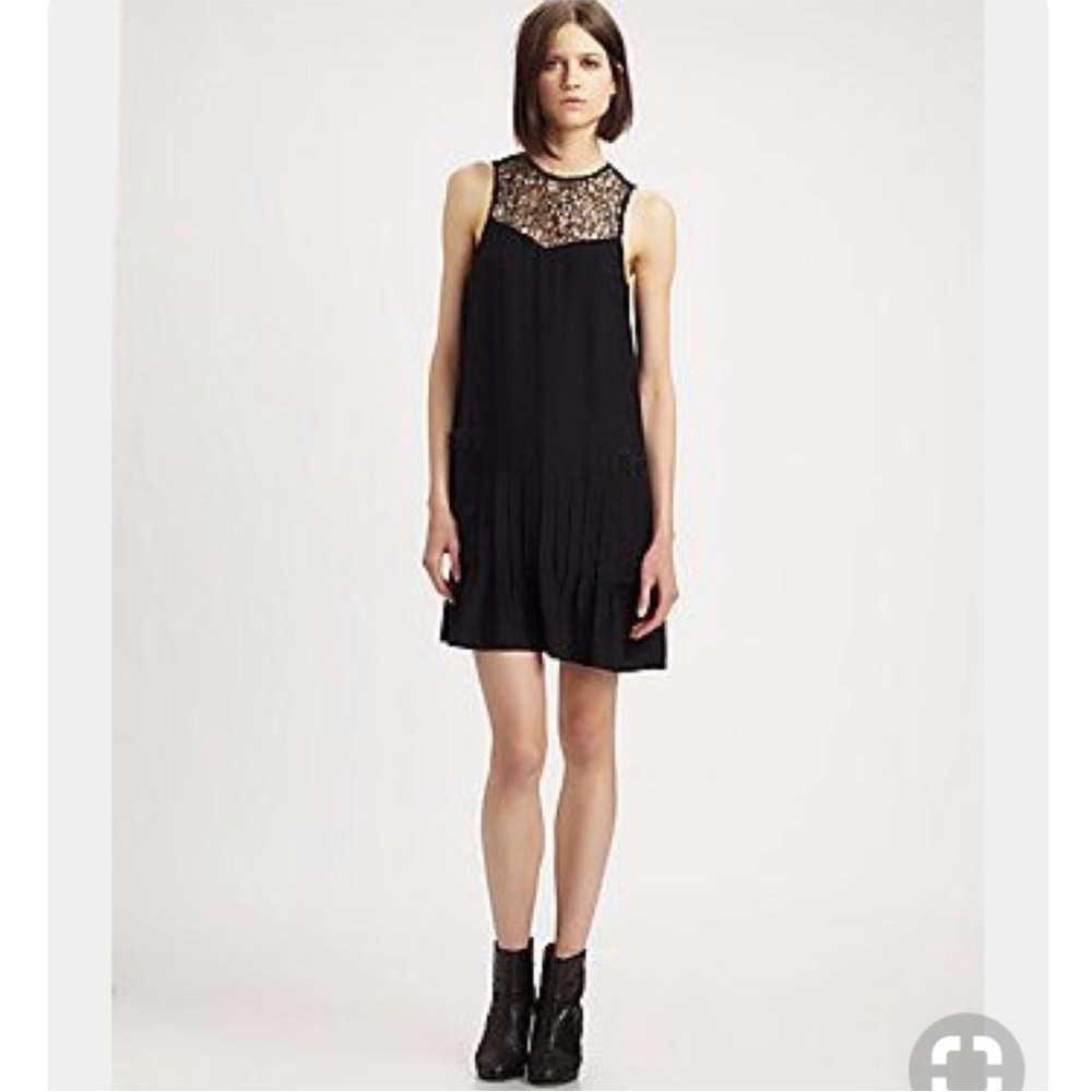 RAG & BONE Abigayle dress size 4 black silk sleeveless mini crochet lined